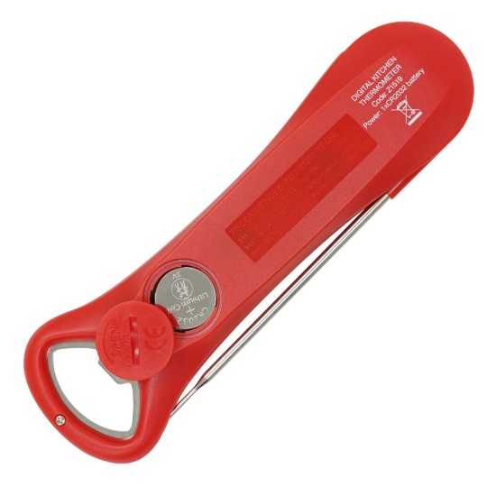 Termômetro digital de cozinha com abridor de garrafas embutido, vermelho - Zokura
