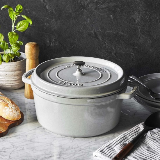 Cocotte dyp kokegryte, støpejern, 24 cm / 4,7 L, White Truffle - Staub
