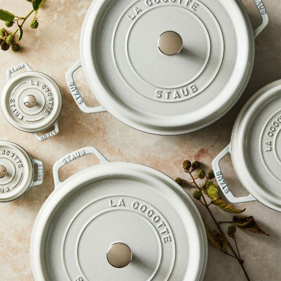 Cocotte dyp kokegryte, støpejern, 24 cm / 4,7 L, White Truffle - Staub