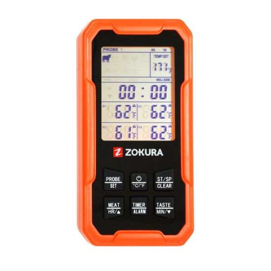 Termômetro digital sem fio para carne, com 4 sondas - Zokura