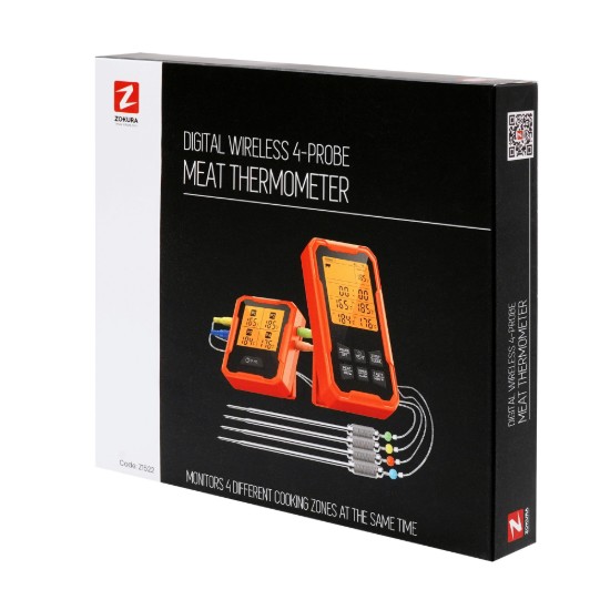 Termômetro digital sem fio para carne, com 4 sondas - Zokura