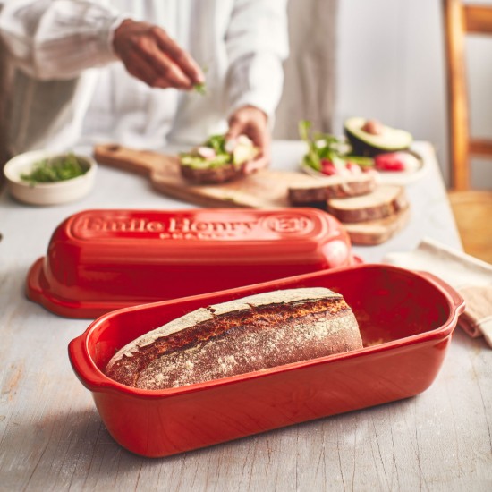 Ταψί Batard καρβέλι, κεραμικό, 39x16,5 cm/4,5L, Poppy Red Limited Edition - Emile Henry