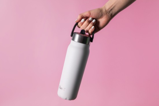 Geïsoleerde waterfles met ingebouwd rietje, roestvrij staal, 700 ml, "Explorer Flip Straw", Moonstone - S'well