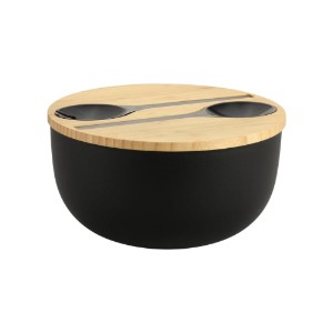 Salad bowl with cutlery, 24 cm, plastic/bamboo - Kesper