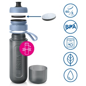 BRITA waterfilterfles, Active model, 600 ml (Darkblue) + 2 MicroDisc filters
