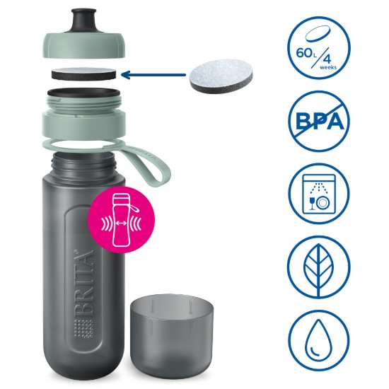 BRITA waterfilterfles Active 600 ml (Donkergroen) + 2 MicroDisc filters