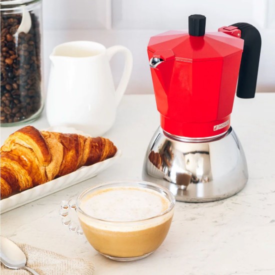 Nerūsējošā tērauda/alumīnija kafijas automāts, 470 ml, sarkans - Monix