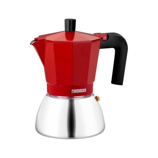 Coffee maker, stainless steel/aluminium, 370 ml, Red - Monix