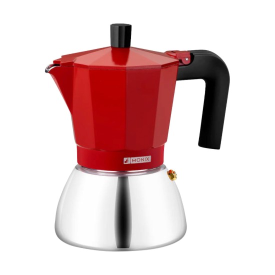 Nerūsējošā tērauda/alumīnija kafijas automāts, 470 ml, sarkans - Monix