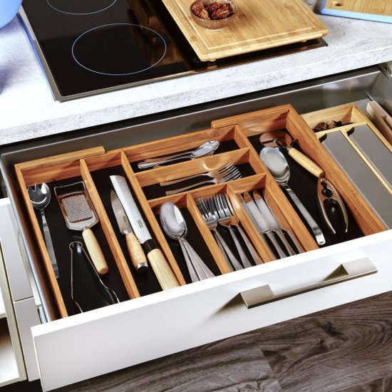 Erziehbares Bestecktablett, Bambus, 43 x 35 - 57 cm – Kesper