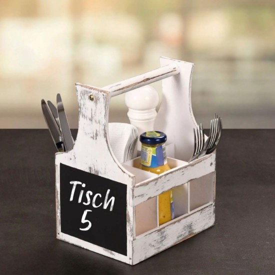 Besteck- und Gewürzhalter, 6 Fächer, Vintage White – Kesper