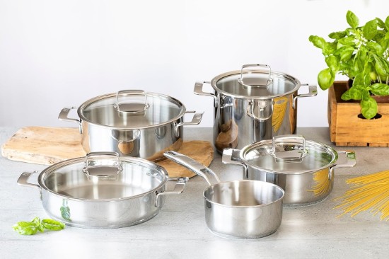 Zestaw garnków ze stali nierdzewnej, 9 elementów, "Signature" - BRA