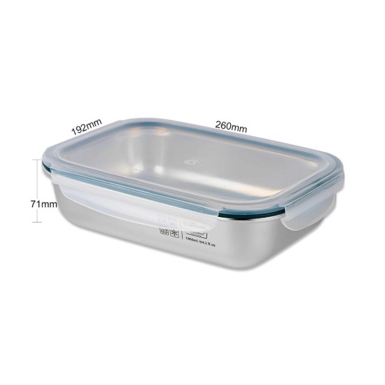 Прямоугольный контейнер для обеда, нержавеющая сталь, 1900 мл, "Simple" - Cuitisan