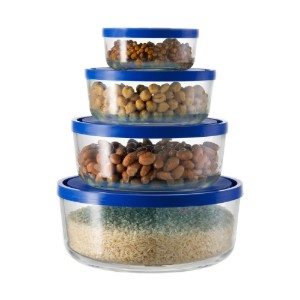 Sada 4 okrúhlych nádob, vyrobených zo skla, "Igloo" - Borgonovo