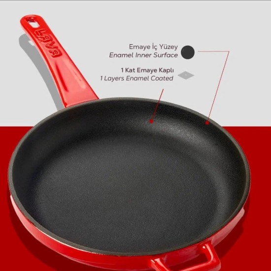 Liatinová panvica, 20 cm, červená - LAVA