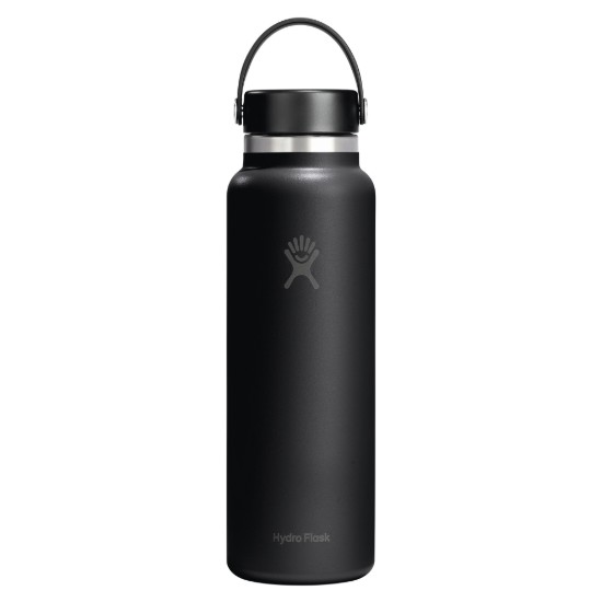"Wide Mouth" water bottle, stainless steel, 1.18 L, Black - Hydro Flask