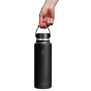 "Wide Mouth" water bottle, stainless steel, 1.18 L, Black - Hydro Flask