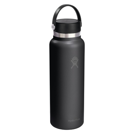 "Wide Mouth" water bottle, stainless steel, 1.18 L, Black - Hydro Flask
