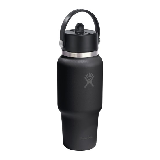 "Wide Straw" ūdens pudele, nerūsējošā tērauda, ​​710 ml, melna - Hydro Flask