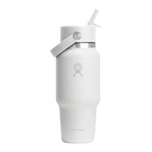 "Wide Straw" water bottle, stainless steel, 710 ml, White - Hydro Flask
