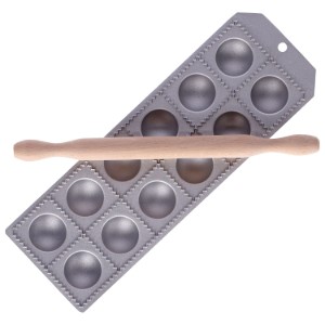 12-komorowa forma do ravioli, z wałkiem, 52 x 52 mm - Zokura