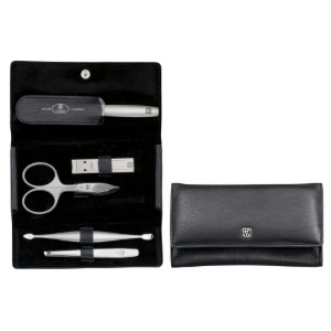 5-dijelni set za manikuru, satenski nehrđajući čelik, crna kožna torbica, PREMIUM - Zwilling