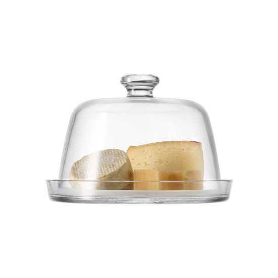 Plateau pour servir les fromages, avec couvercle, 22 cm, en verre - Borgonovo