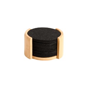 Padėkliukų rinkinys stiklinėms, 12 dalių, sintetinis veltinis, 10 cm, juodas – Kesper
