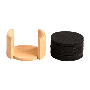Padėkliukų rinkinys stiklinėms, 12 dalių, sintetinis veltinis, 10 cm, juodas – Kesper