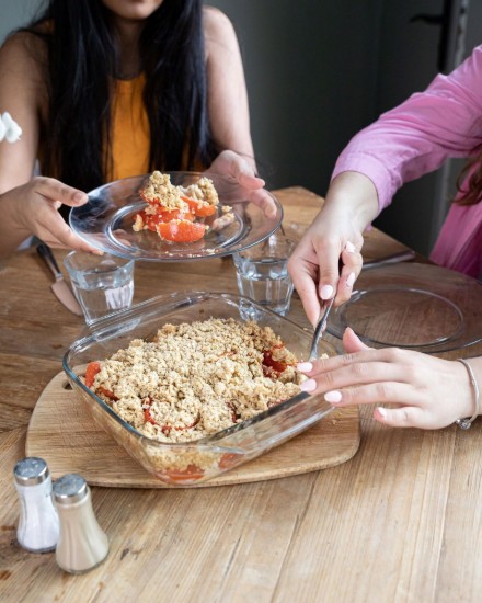 Plato cuadrado, fabricado en vidrio resistente al calor, 22 x 22 cm / 2,4 L,, "Let's Share" - Pyrex