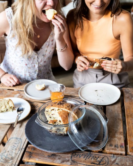 Vas rotund, din sticla termorezistenta, 1L + 0,3L, "4 in 1" - Pyrex