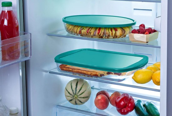 Cazuela ovalada con tapa, de vidrio resistente al calor, 35 x 24 cm / 3,1 L, "Cook&Store", Azul - Pyrex