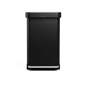 Rektangulär papperskorg, 45 L, med pedal, Matte Black - simplehuman