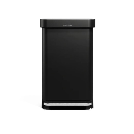 Rektangulär papperskorg, 45 L, med pedal, Matte Black - simplehuman