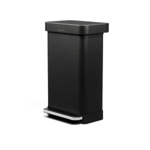 Rektangulär papperskorg, 45 L, med pedal, Matte Black - simplehuman