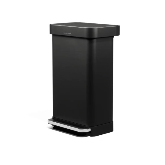 Rektangulär papperskorg, 45 L, med pedal, Matte Black - simplehuman