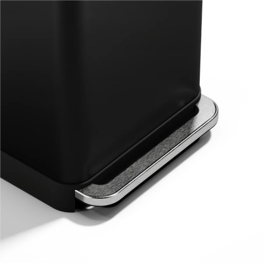 Rektangulär papperskorg, 45 L, med pedal, Matte Black - simplehuman
