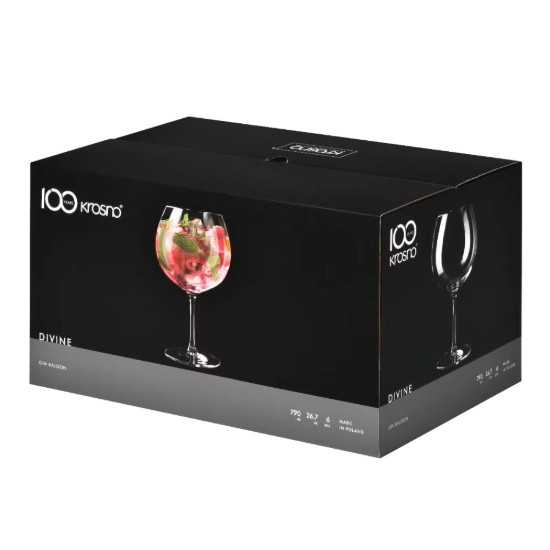 Set of 6 gin glasses, crystalline glass, 790 ml, "DIVINE" - Krosno