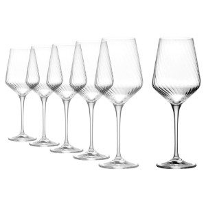 Set of 6 white wine glasses, crystalline glass, 450 ml, "Avant-Garde Lumi" - Krosno