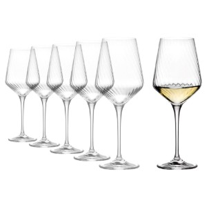 Set of 6 white wine glasses, crystalline glass, 450 ml, "Avant-Garde Lumi" - Krosno
