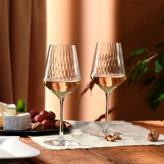 Set of 6 white wine glasses, crystalline glass, 450 ml, "Avant-Garde Lumi" - Krosno