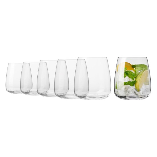 Set of 6 drinking glasses, made from glass, 470 ml, "Modern" - Krosno