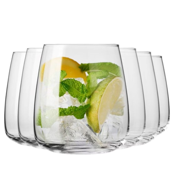 Set of 6 drinking glasses, made from glass, 470 ml, "Modern" - Krosno