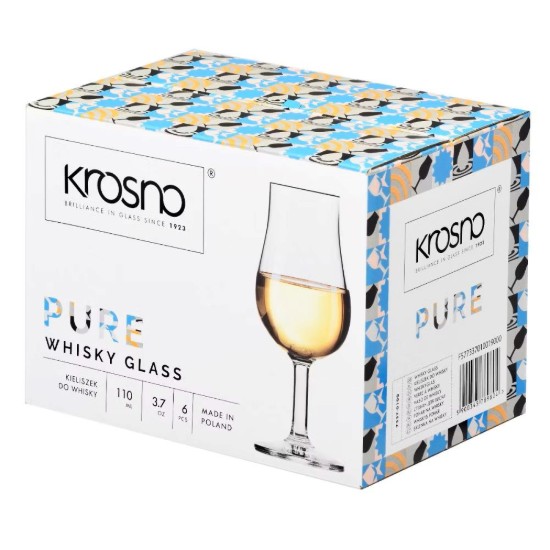 Set of 6 glasses for whisky tasting, made from crystalline glass, 110 ml, "Pure" - Krosno