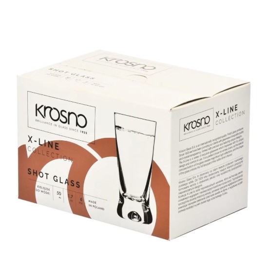 Set of 6 vodka glasses, made from glass, 50 ml, "X-line" - Krosno