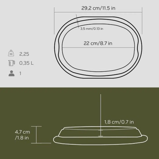 Oválna platnička na fajity, 26 x 19 cm, s dreveným servírovacím tanierom - LAVA