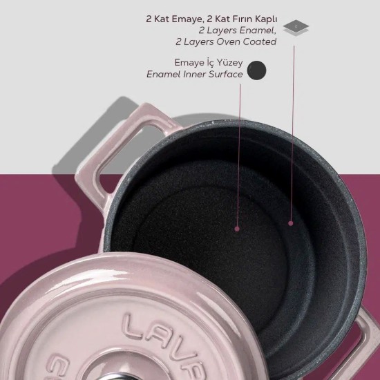 Lonac od lijevanog željeza, 14 cm/0,8 l, "Trendy", ružičasti - LAVA