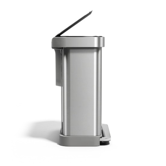 Pedal trash can, dual-compartmented, 58 L, stainless steel, Brushed - simplehuman