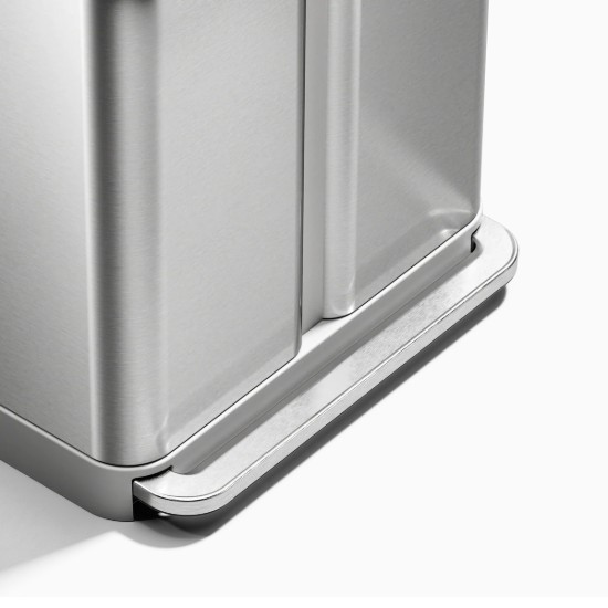 Pedal trash can, dual-compartmented, 58 L, stainless steel, Brushed - simplehuman