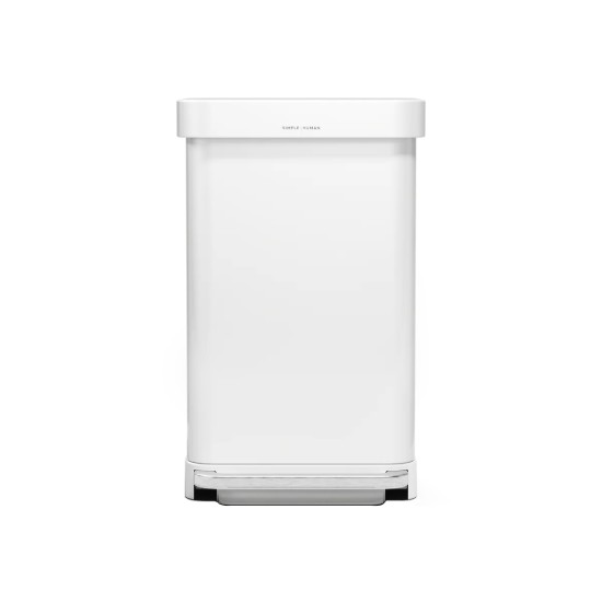 Pedal trash can, rectangular, 45 L, White - simplehuman